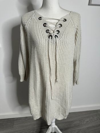 Robe pull oversize en crochet tricot beige crème T40/42 L/XL