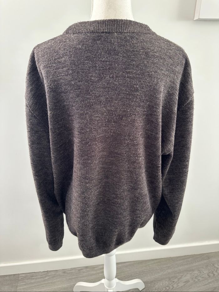 Pull oversize en laine gris et bleu Vintage T46 3XL - photo numéro 5