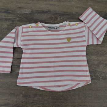 Hublot - Marinière rose et blanche 12 mois