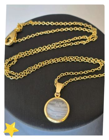 Collier argent plaquage dorée pendentif nacré