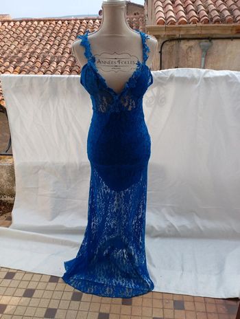 Robe de soirée/cocktail en dentelle bleue, taille L