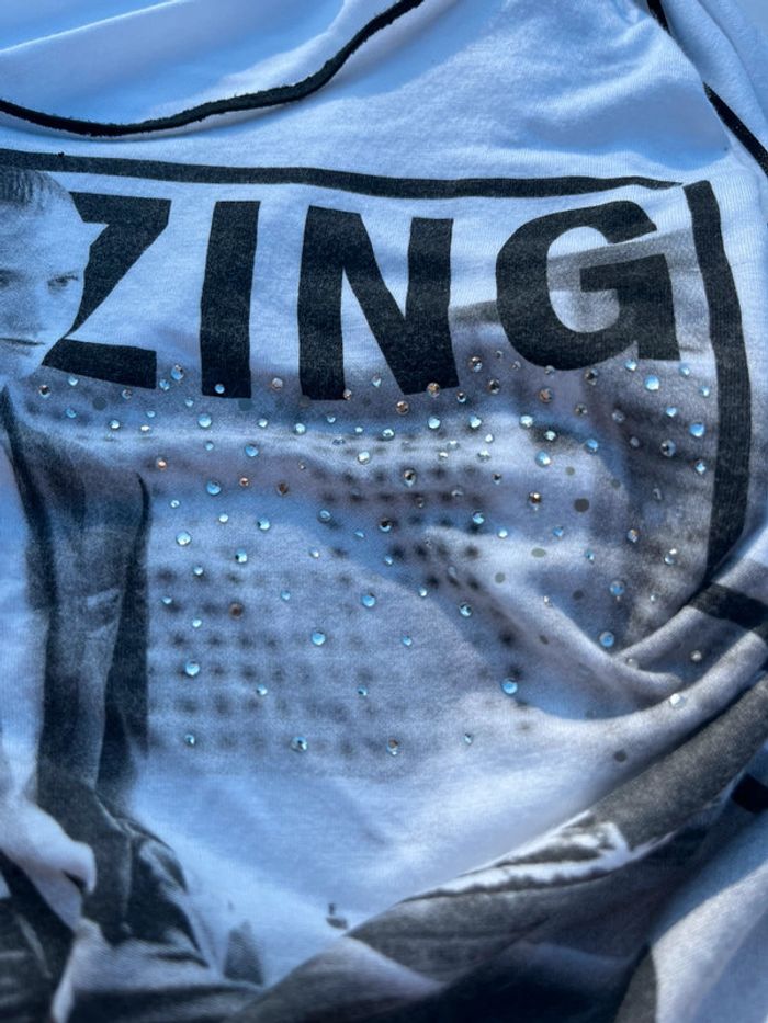 T-shirt long imprimé avec touches de strass - noir et blanc - photo numéro 8