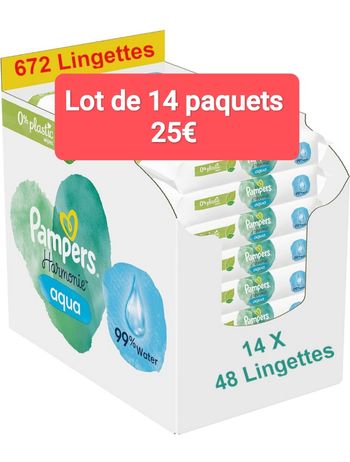 Lot lingettes bébé Pampers Harmonie Aqua