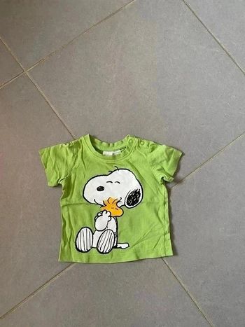 T-shirt " Snoopy " H&M - Manches Courtes - Vert, Blanc & Noir - 3 mois (62 cm)