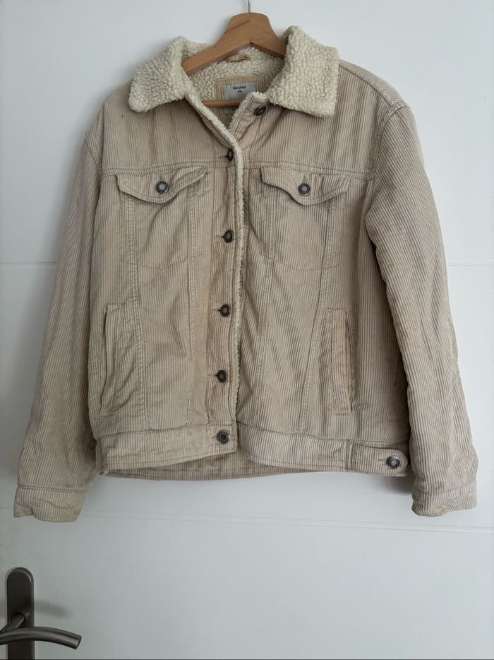 Veste côtelée doublé polaire taille 38/M beige
