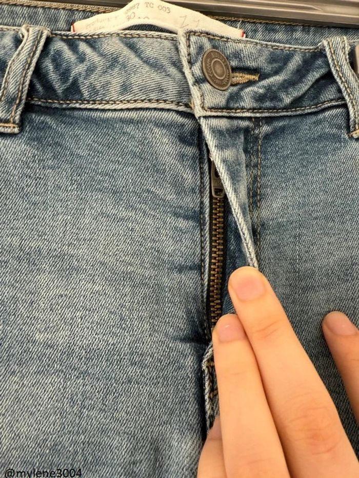 Jean slim skinny droit bleu clair brut uni basique simple - photo numéro 4