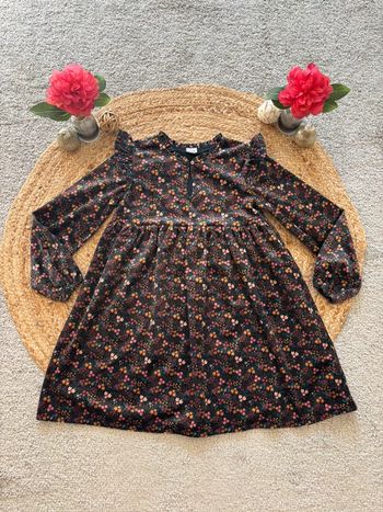 🌺Robe manche longue fleurie effet velours Taille 12ans/152cm🌺