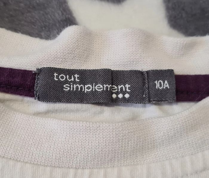 Tshirt blanc motifs manches longues fille taille 10 ans Tout Simplement - photo numéro 4