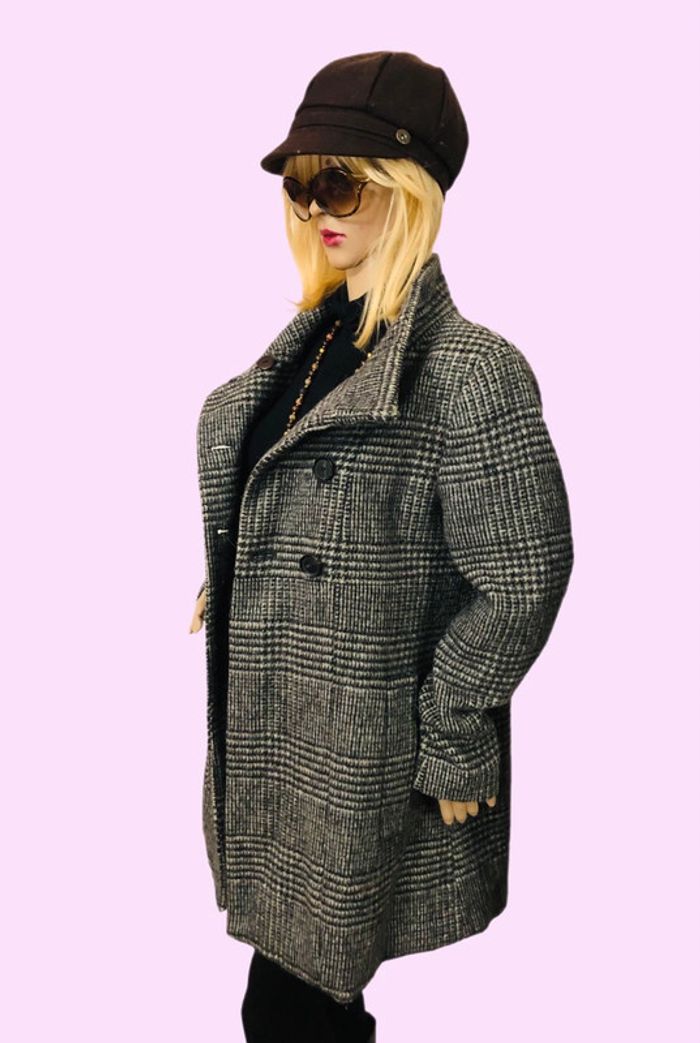 🖤Joli manteau à carreaux en laine alpaga Zara vintage 2000 Y2K wool alpaca coat🩶 - photo numéro 6