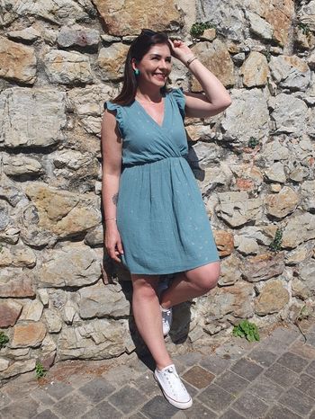 Robe gaze de coton Le Caire vert d'eau Taille M