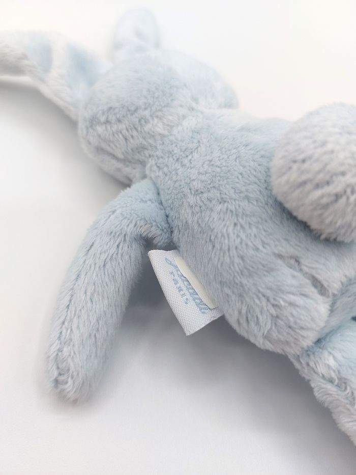 Petite peluche doudou lapin bleu ciel JACADI yeux nez gris 24 cm broderie patte - photo numéro 5