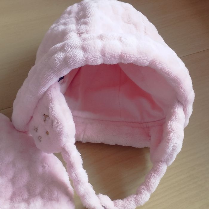 Ensemble bonnet écharpe moufle bébé Peluche - photo numéro 5
