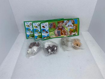 Lot de 3 surprises kinder natoons figurines lapin et rongeurs et leur papier