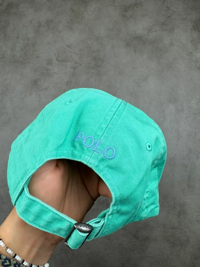 Casquette Ralph Lauren Verte Turquoise Logo Brodé Neuve - photo numéro 4