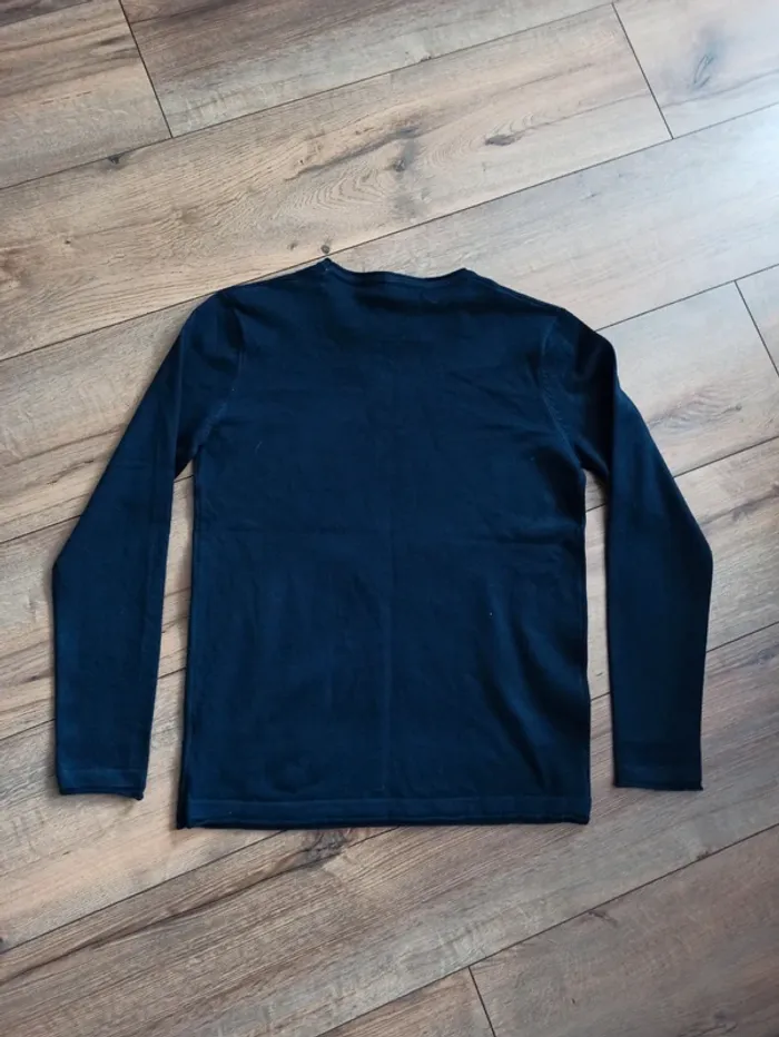 Pull bleu tête de mort homme manches longues L - photo numéro 5