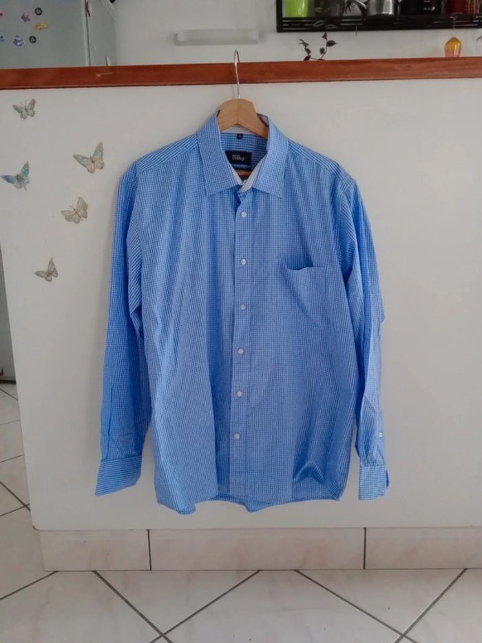 Chemise homme taille 5 43-44 vichy bleu c84