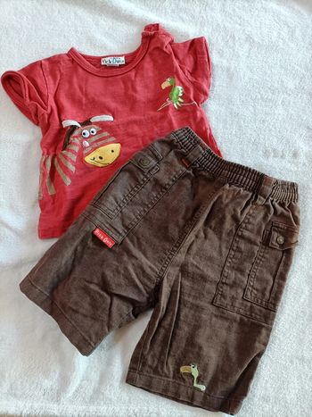 Ensemble t-shirt manches courtes+ pantacourt 6 mois - Pick Ouick
