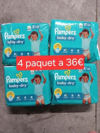 4 paquet de couche pampers taille 8 a 36€