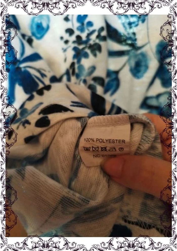 T-shirt col rond blanc et bleu fleuri taille 34/36 - photo numéro 13