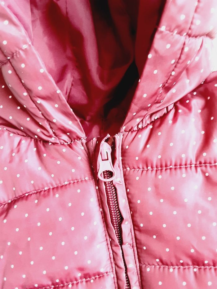 Vêtement bébé fille manteau veste blouson bordeaux à pois blancs 2 ans - photo numéro 4
