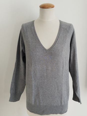 Pull gris col en V Yessica taille 40
