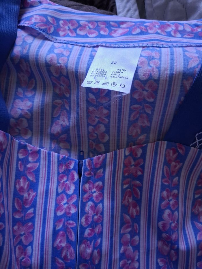 Blouse de cuisine vintage rose et bleu imprimé " t- 52" neuf - photo numéro 3