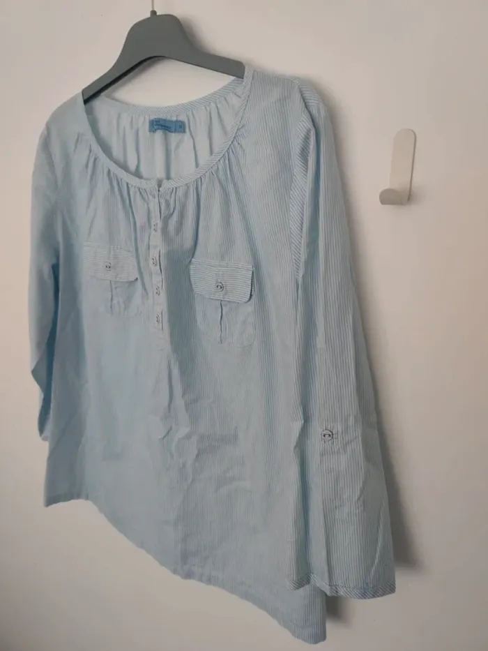 Blouse rayures bleues et blanches 38 tout simplement 100% coton - photo numéro 4