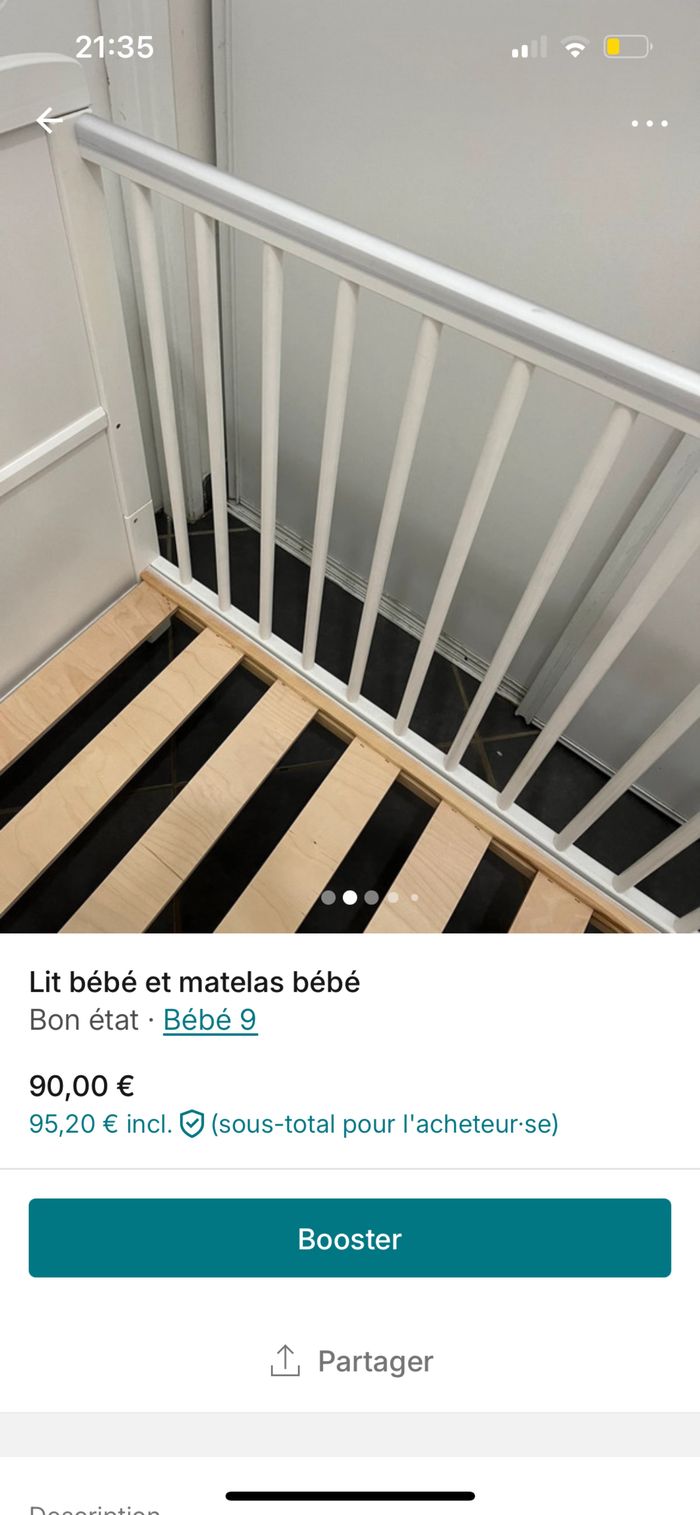 Lit bébé et matelas - photo numéro 2