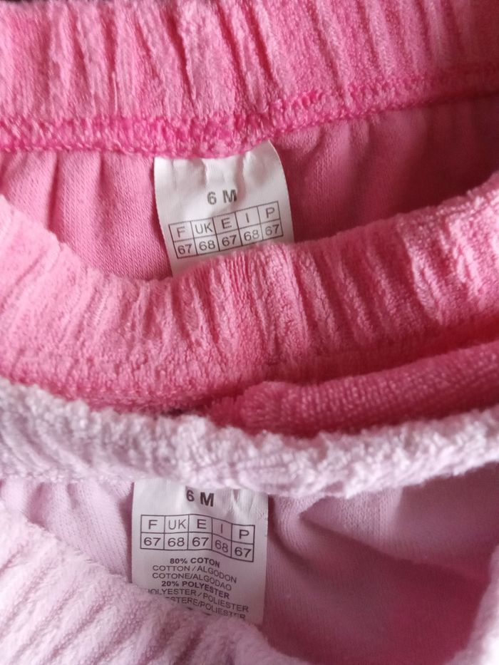 Lot de 2 shorts en coton bébé fille rose 6 mois, mi saison été - photo numéro 3