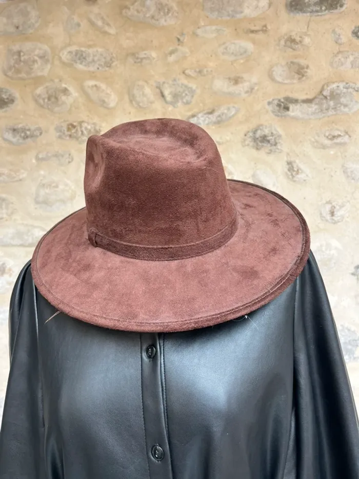 Véritable chapeau en velours style Fedora & vintage cow boy western - photo numéro 2