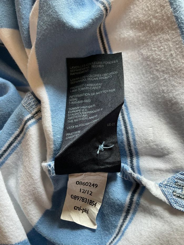 Polo bleu ciel et blanc pour homme Tommy Hilfiger taille L 029 - photo numéro 10