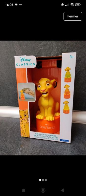 Veilleuse Roi Lion Simba disney avec haut-parleur