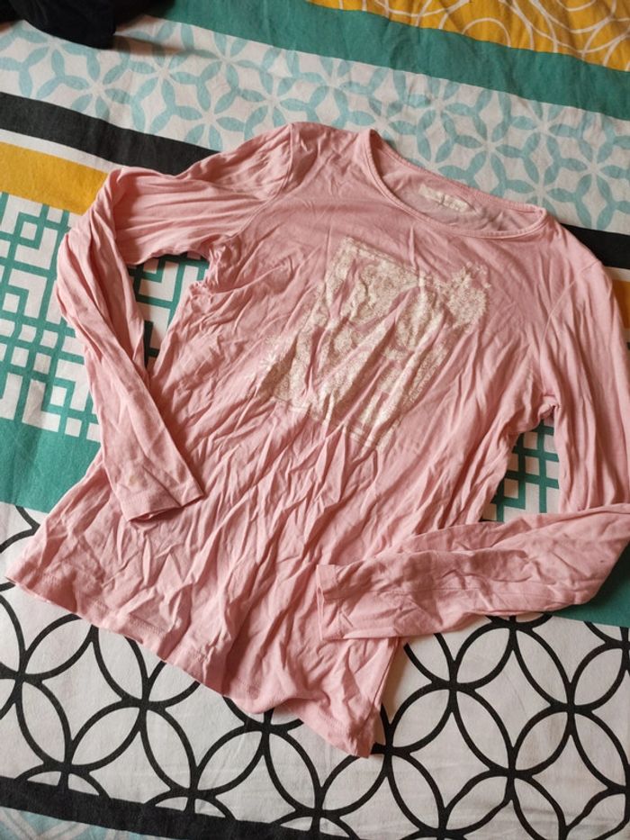 T-shirt manches longues rose