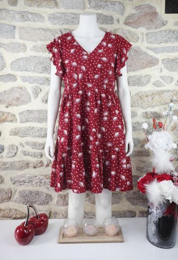 Robe murmure de pissenlits bordeaux et multicolore Femme taille 52 marque Boohoo 🪷