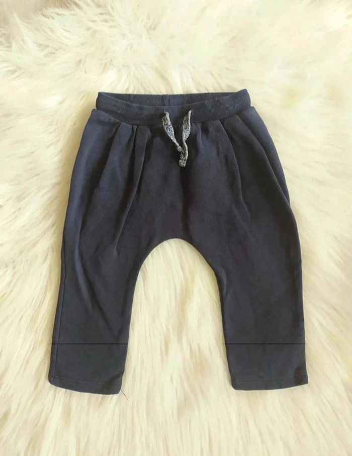 Pantalon jogging molleton bleu marine bébé 12 mois