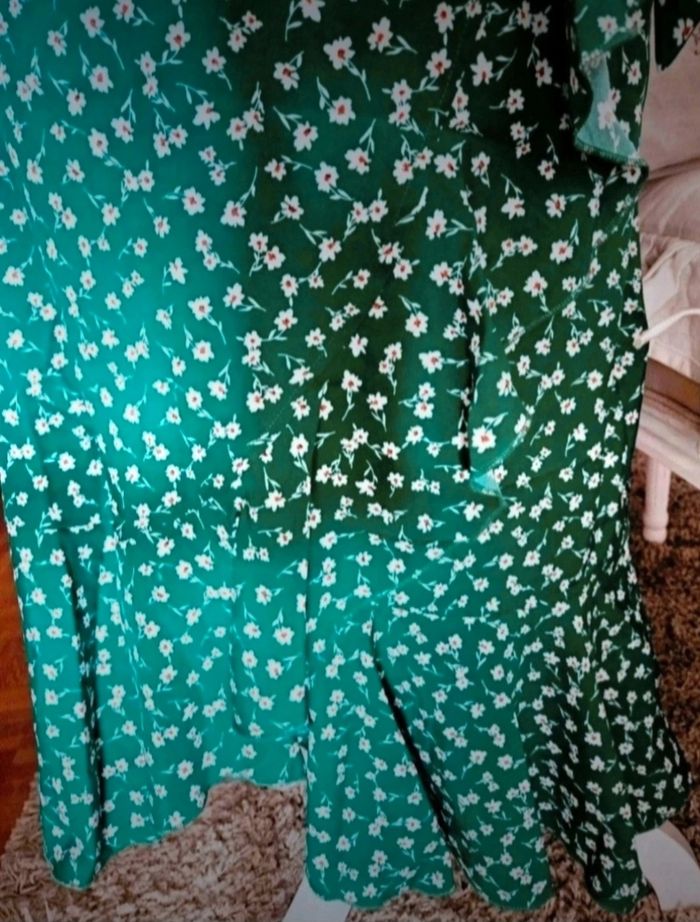 Jupe porte-feuille volantée verte fleurie Shein Taille M Neuve - photo numéro 6