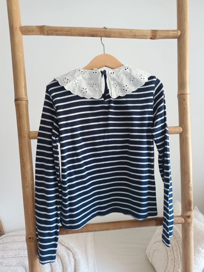 Haut marinière avec col Claudine broderie anglaise 10 ans - photo numéro 3