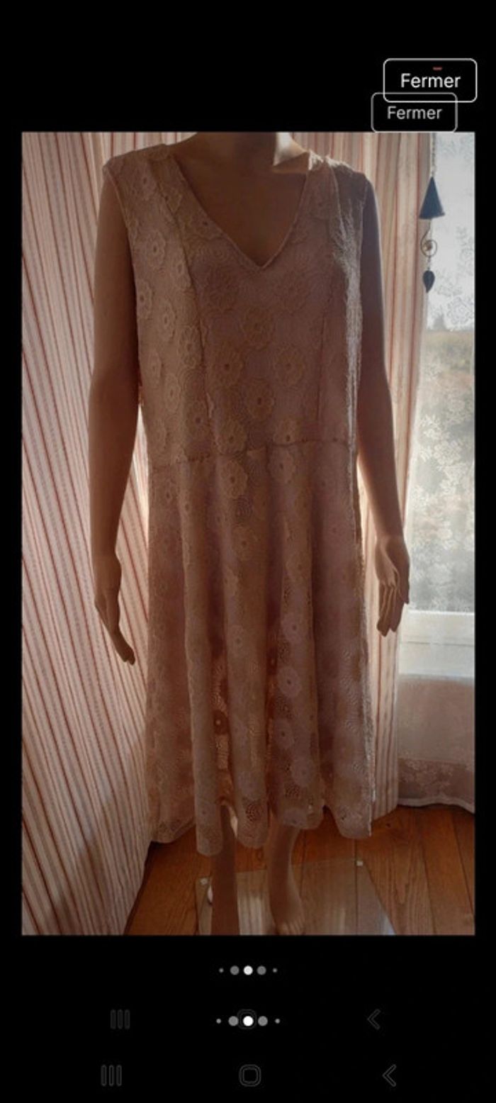 Magnifique Robe dentelles beige Paprika L - photo numéro 4