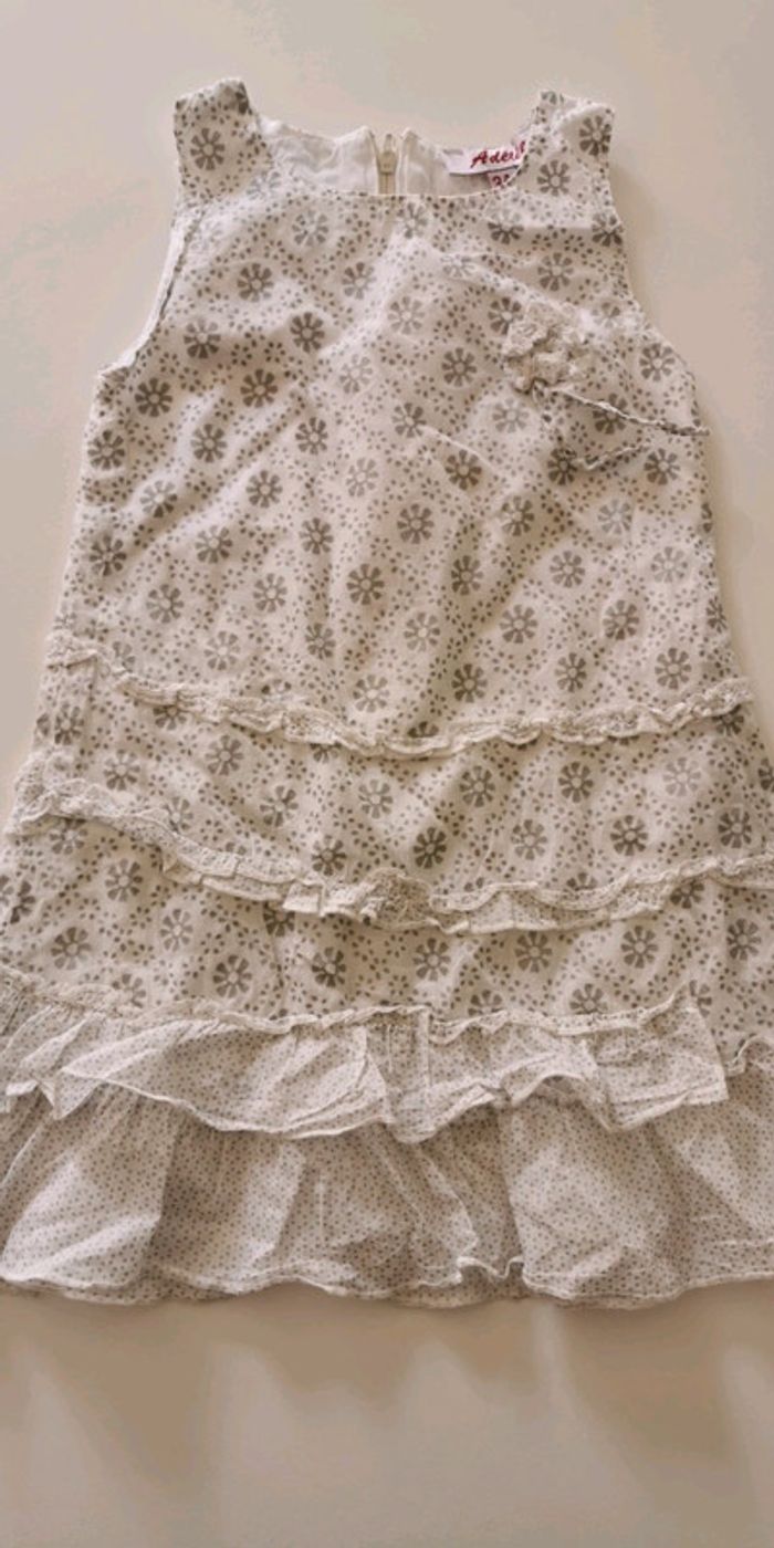 Robe fille blanche et grise 3 ans Adélie