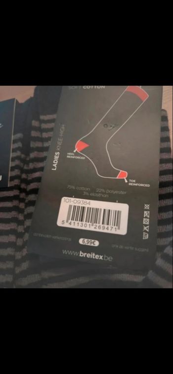 Lot de 2 paire de chaussette haute 35/38 breitex neuf 