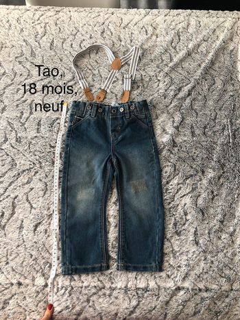 Jean avec bretelles neuf Tao G18mois