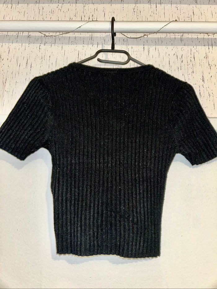 T-shirt noir en maille - photo numéro 2