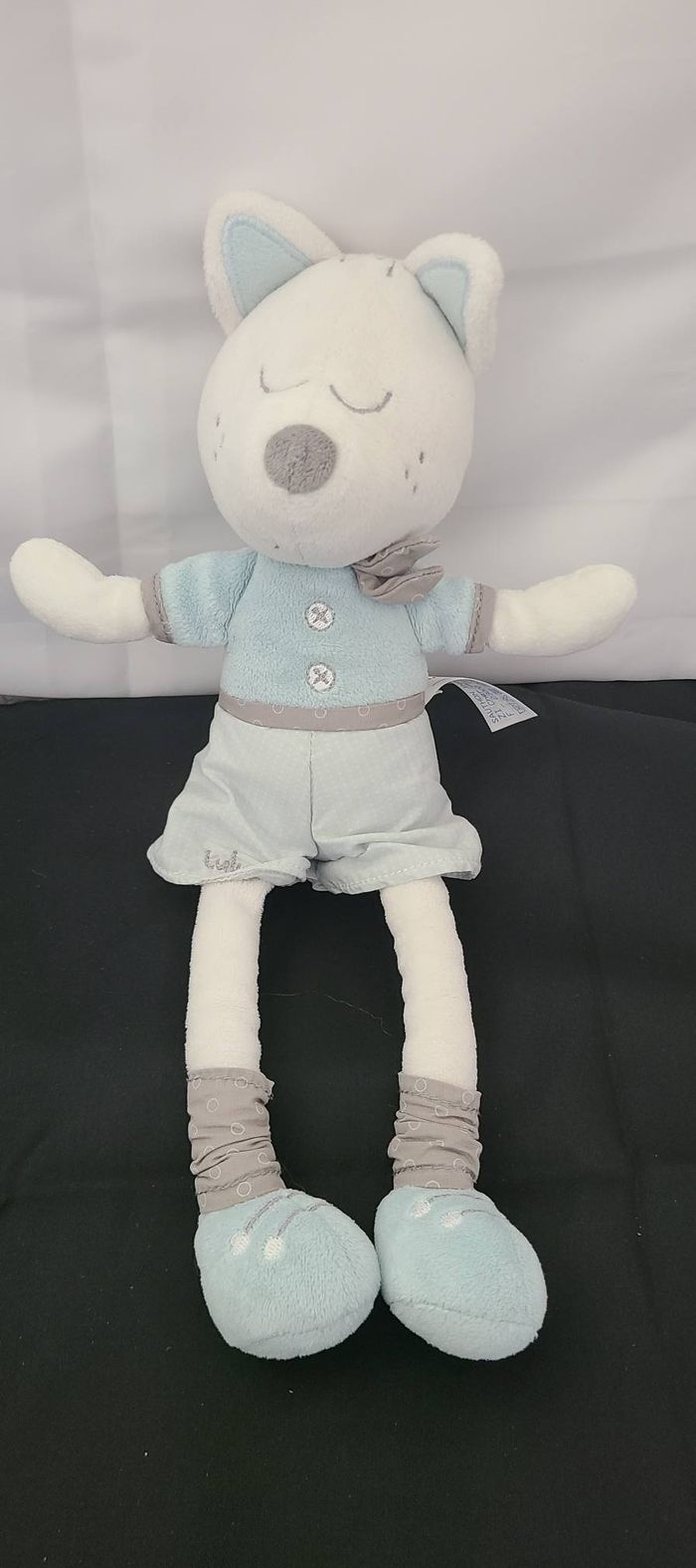 Doudou loup bleu blanc gris Lulu Chéri SAUTHON