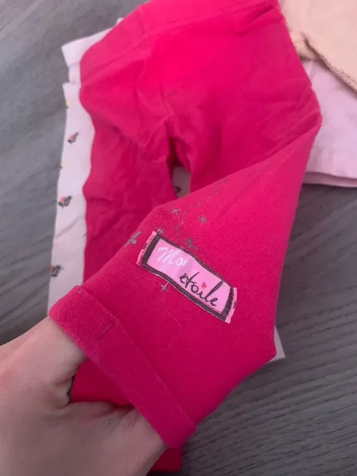 Lot de 4 legging pantalon rose 12 mois - photo numéro 6