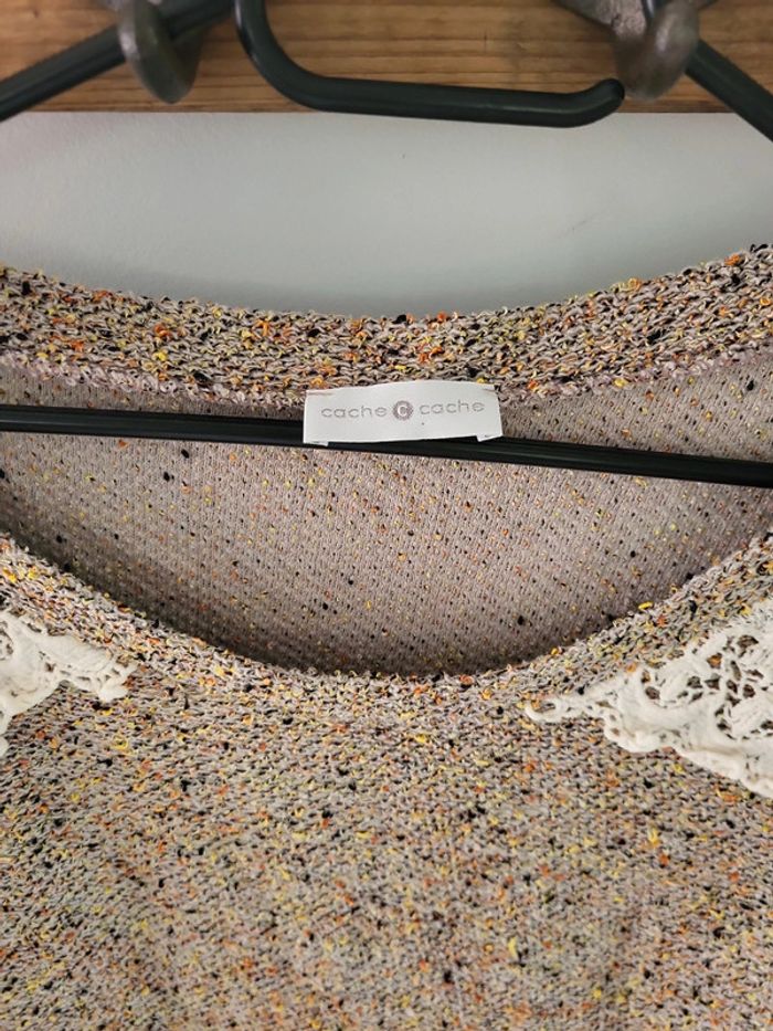 Cache-cache pull manches 3/4 beige moucheté taille 38 M - photo numéro 2