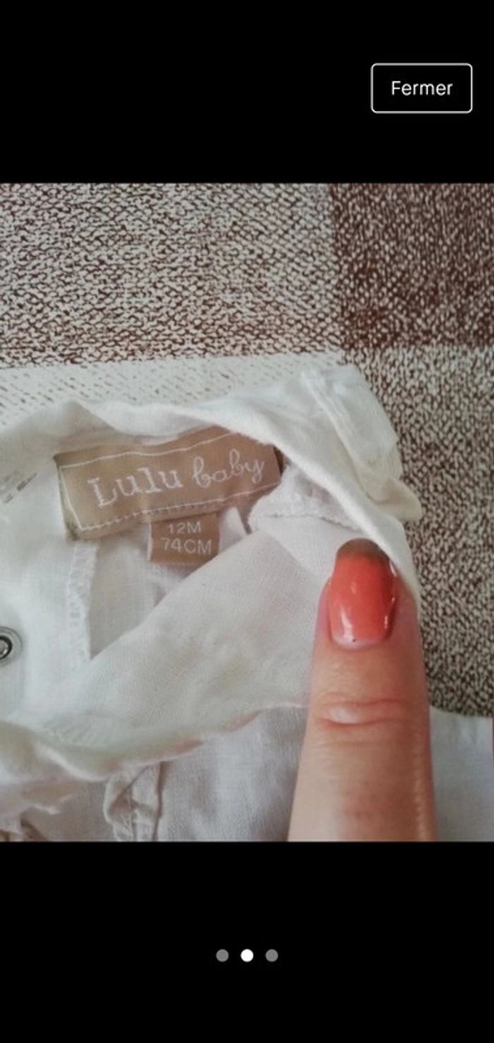 Grenouillère blanche lulu Baby 12 mois - photo numéro 2