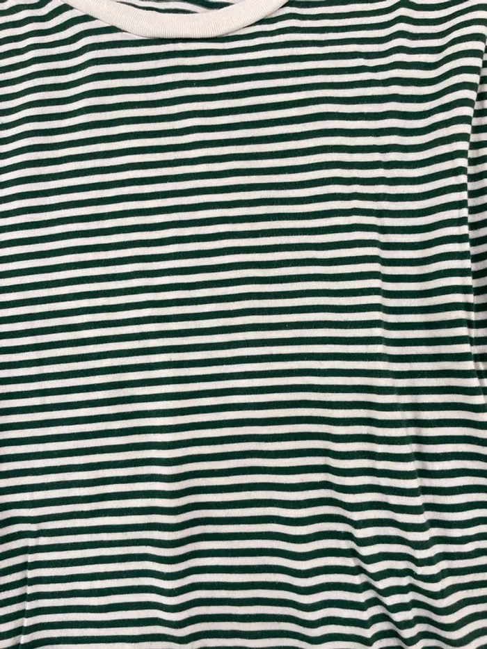 T-shirt selected rayé vert et blanc - photo numéro 3