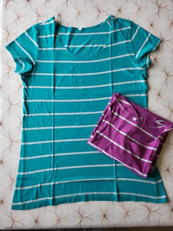 Lot 2 T-shirt colorés coton femme taille 50/52 Bleu et violet