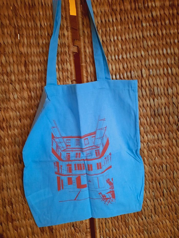 Tote bag bleu sérigraphie