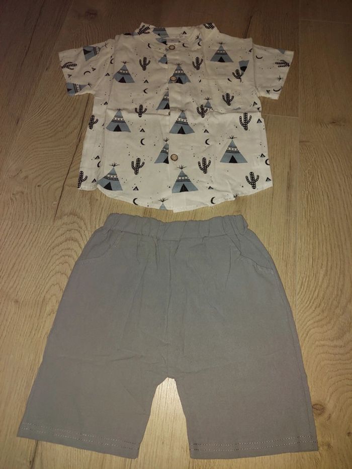 Ensemble chemise mc+ short 3 ans neuf
